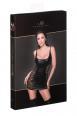 Miniabito in Powerwetlook con inserti in pizzo laterali.