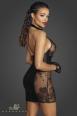 Abito corto in tulle e tessuto Powerwetlook con fascia stringata.