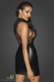 Abito corto con gonna in tessuto Powerwetlook e top in tulle.
