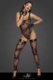 Body in tulle con ricami floreali floccati.