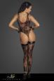Body in tulle con ricami floreali floccati.