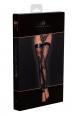 Calze in tulle con ricami floreali floccati e fascia in Powerwetlook.