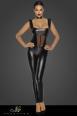 Tuta in tessuto Powerwetlook con inserto in tulle.