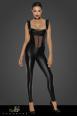 Tuta in tessuto Powerwetlook con inserto in tulle.