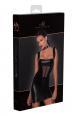 Abito corto in tessuto Powerwetlook con inserto in tulle davanti.