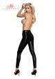 Leggings effetto bagnato trama serpente con cerniera.