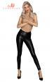 Leggings effetto bagnato trama serpente con cerniera.