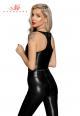 Top wetlook con trama serpente e cerniera frontale.