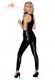 Top wetlook con trama serpente e cerniera frontale.