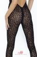 Tuta intera leopardata con scollo all'americana.