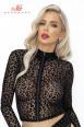 Top floccato leopardato con maniche lunghe.