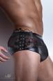 Shorts con inserti in tulle e stringature in ecopelle.