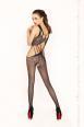 Catsuit a rete con disegno e stringhe.