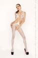 Catsuit a rete con disegno e stringhe.