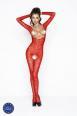 Catsuit seno nudo disegno floreale aperto al cavallo.
