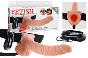 9 inch Vibrating Hollow Strap-on with Balls