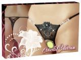 Tanga aperto con ricami e strass.