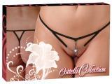 Tanga stringato con bijoux e perla.