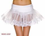 Music Legs: sottogonna in microrete con bordi in pizzo. Bianco
