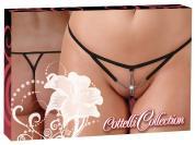 Tanga stringato con bijoux e perla.