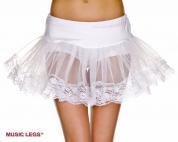 Music Legs: sottogonna in microrete con bordi in pizzo. Bianco