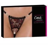 Tanga aperto ricamato con perle e strass.