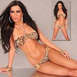 Bikini leopardato con fibbie serpente.