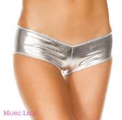 Music Legs: shorts lucidi sgambati effetto metallizzato. Argento