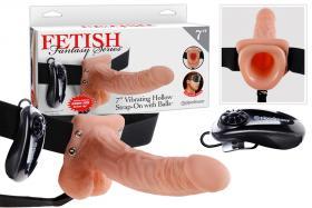 9 inch Vibrating Hollow Strap-on with Balls