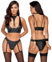 Completo intimo 2 pezzi in tessuto nero opaco.