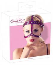 Imbracatura facciale color fucsia metallizzato con strass.