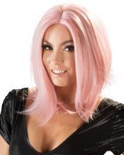 Parrucca rosa a caschetto.
