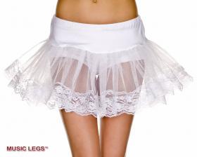 Music Legs: sottogonna in microrete con bordi in pizzo. Bianco