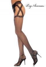 Leg Avenue: Collant giarrettiera criss cross