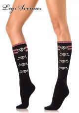 Leg Avenue: gambaletto nero/rosa con teschi.