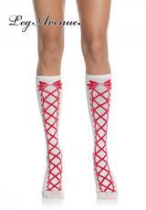 Leg Avenue: gambaletti con disegno stringatura e fiocco