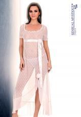 Camicia da notte bianca a pois con rose.