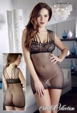 Chemise a rete con stringhe e coppe in pizzo.