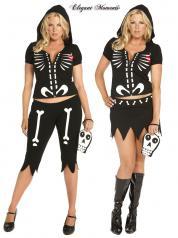 Costume scheletro 4 pezzi. 3/4X