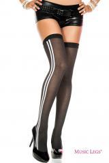 Music Legs: calze nere con doppia riga bianca.