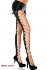 Music Legs: collant a rete larga davanti e tessuto dietro.