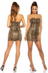 Mini abito leopardato a tubino con cerniera.