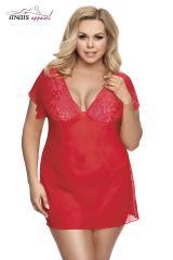 Sydney - Chemise rossa in tulle e pizzo.