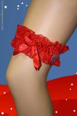 Giarrettiere rosse in pizzo con strass. CONFEZIONE 2 PEZZI!