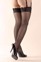 Calze a rete con stringatura sulla balza.