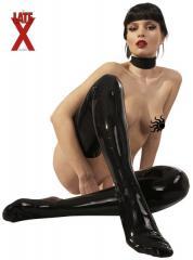 Coprigambe nero in latex.