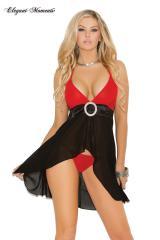 Babydoll in chiffon nero/rosso.