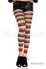 Leggings a righe orizzontali multicolore.