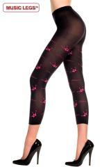 Music Legs: pantacollant nero opaco con disegno corone.