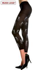 Music Legs: pantacollant nero con scheletri.